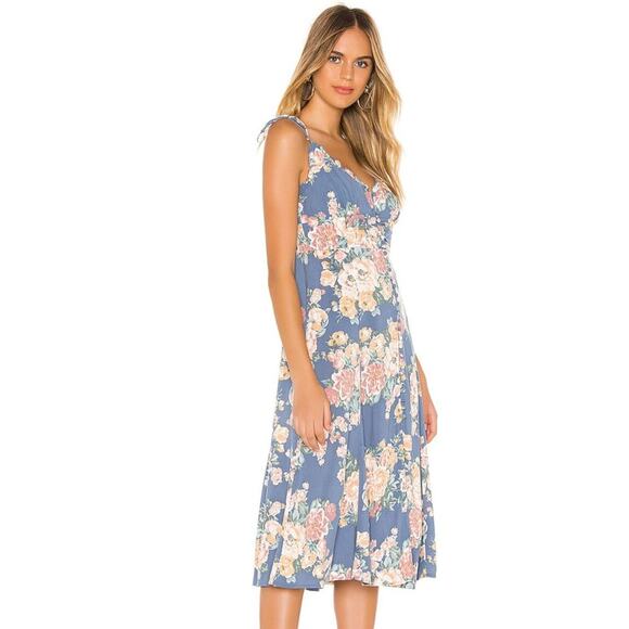Auguste The Label Dresses & Skirts - Auguste the Label Midi Dress Cottage Rituals Ruffle Button Front Floral Blue 2